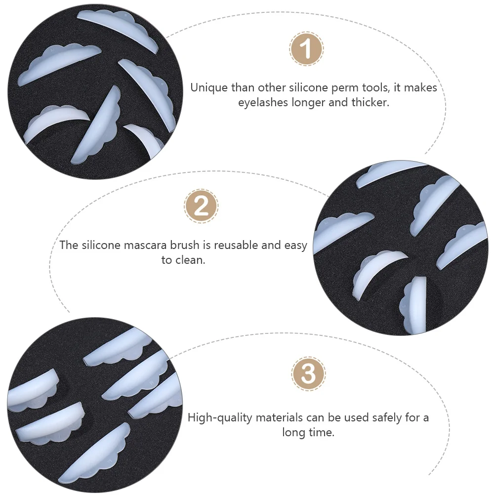 12 قطعة من وسادات العين من السيليكون، فرشاة الرموش، أداة مكياج، أدوات تجعيد الشعر، حامل جل السيليكا