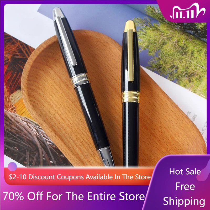 

Новая школьная золотая/серебряная металлическая перьевая ручка, черный наконечник с капюшоном, чернильная ручка 0,5 мм, высококачественные деловые вывески, офисные канцелярские принадлежности