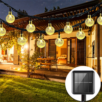 Solar String Light Outdoor Crystal Globe Lights with 8 Modes Waterproof Solar Powered Patio Light for Garden Christmas Halloween
