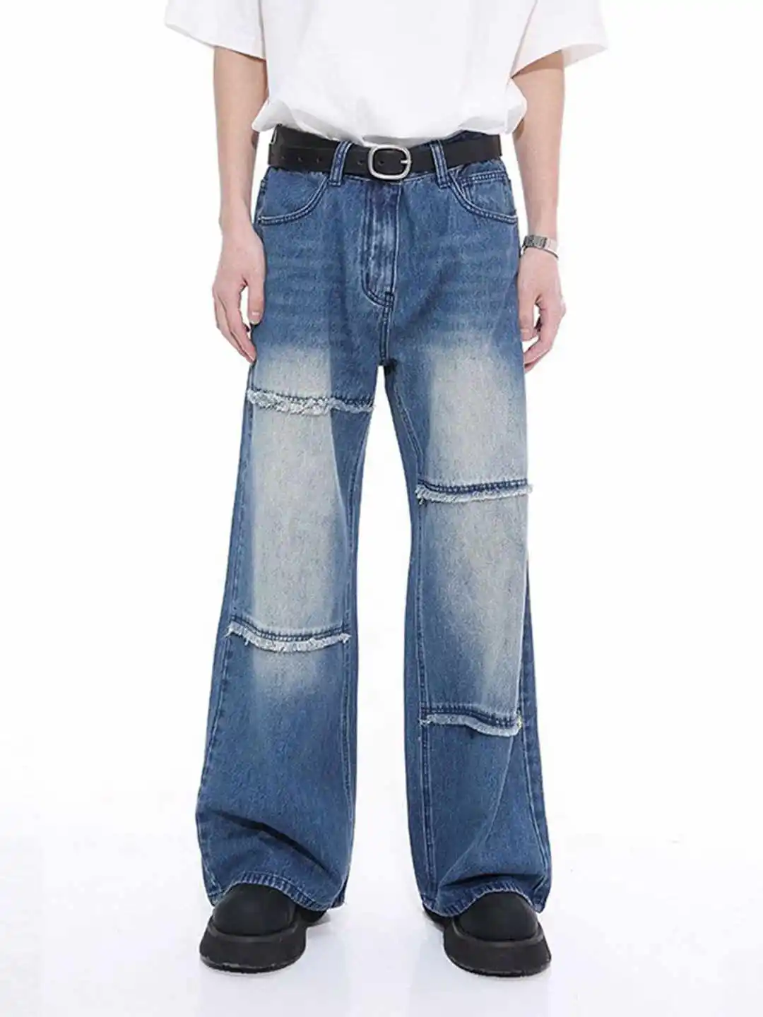 

Женские винтажные потертые джинсовые шорты в американском стиле с несколькими карманами, плиссированные дизайнерские свободные драпированные брюки на семи футов