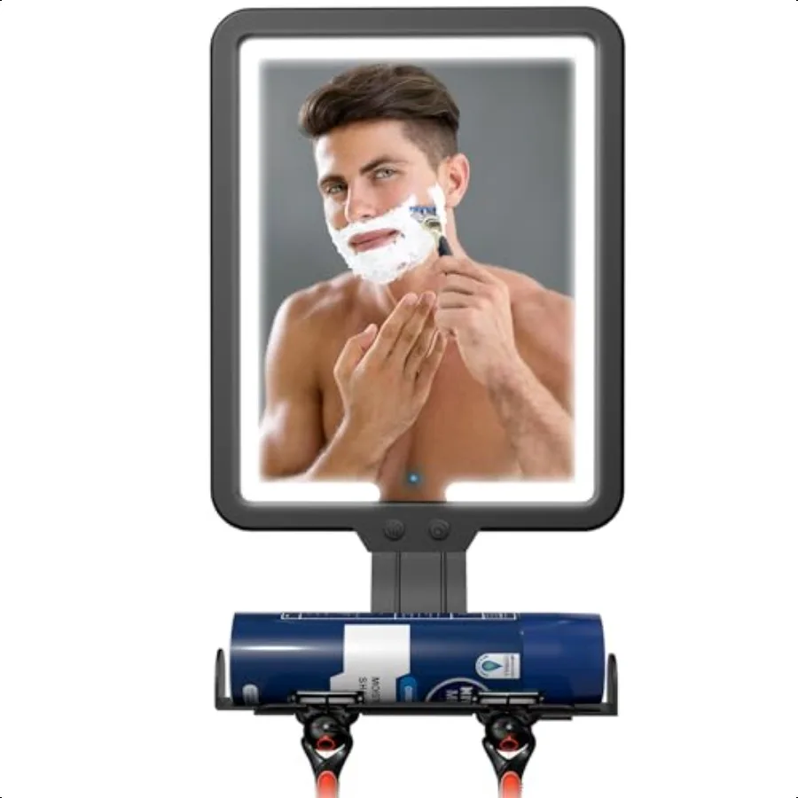 

Lighted Shower Mirror Fogl for Shaving Heated Fog Free Large 9.57inch 3 Color Modes Dimming Shower Shaving Mirror with Light Re