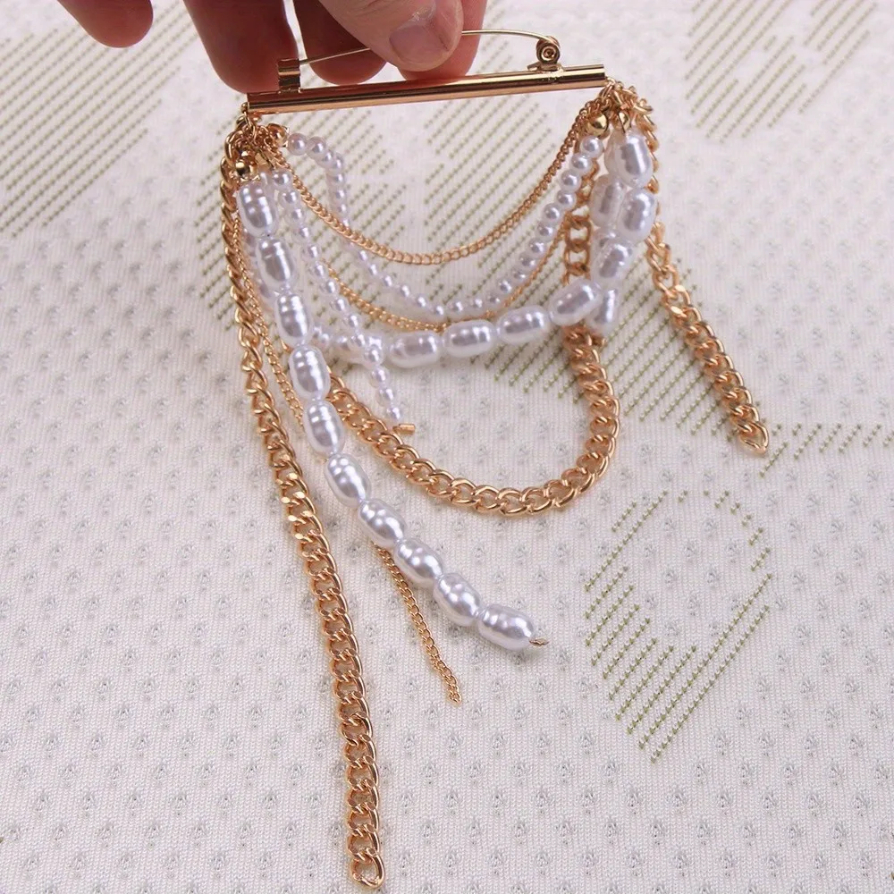 رائعة اللؤلؤ سلاسل دبابيس دبابيس للنساء الفتيات الموضة العصرية خمر شرابة الصدار سيدة مأدبة اكسسوارات دبوس #4