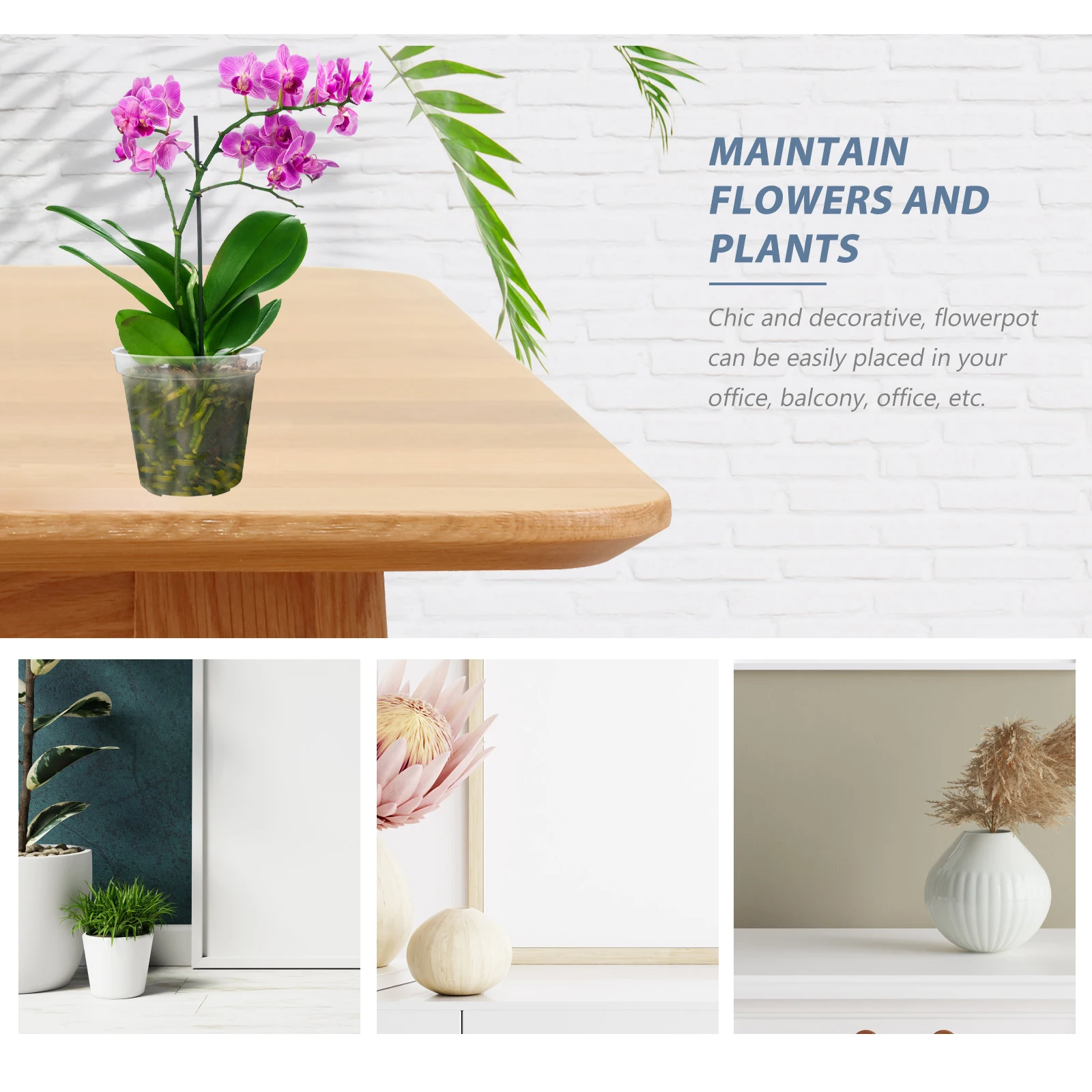 

9pcs Transparent Flower Pots Set Plastic Planters Orchid Pots Indoor Plants Decorative Breathable Durable Lightweight For Home