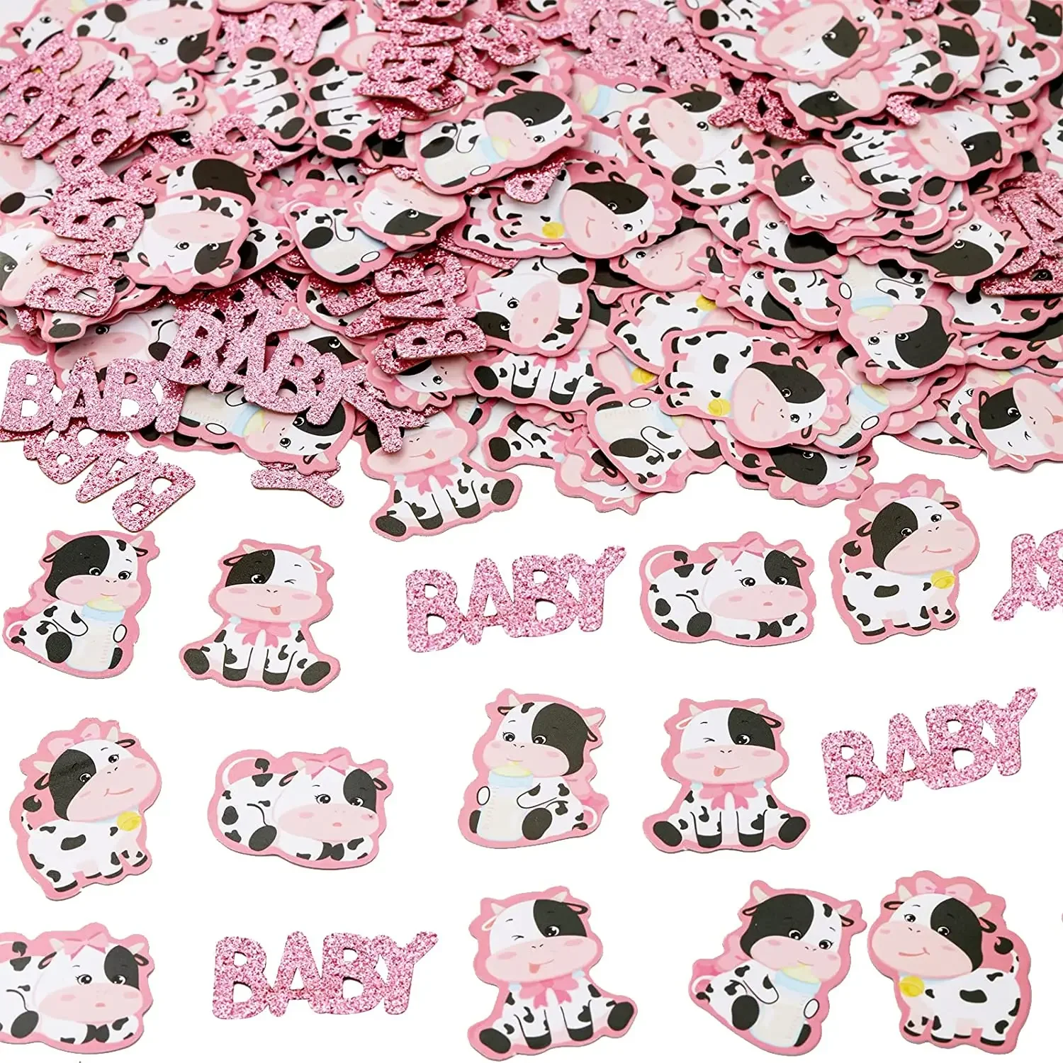 

Cow Confetti for Baby Shower, Baby Shower Decorations, Girl Pink Cow Print Tables, Scatter Farm Animal Party Supplies, 200PCs