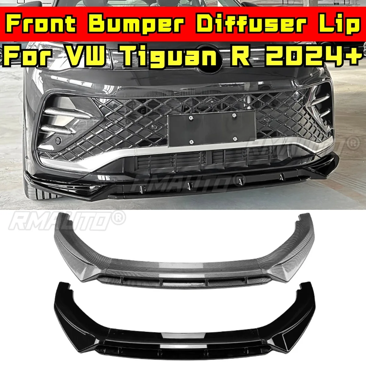 

For VW Tiguan R 2024+ Body Kit Bumper Guard Front Bumper Diffuser Splitter Lip Protector Guard Apron Car Accessories