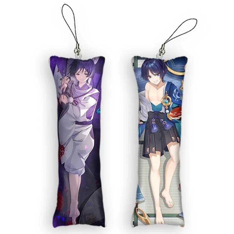 

Scaramouche Dakimakura Mini Keychain Anime Genshin Impact Wanderer 2 Side Small Pillow Pendant Cute Otaku Keychain Bag Ornament