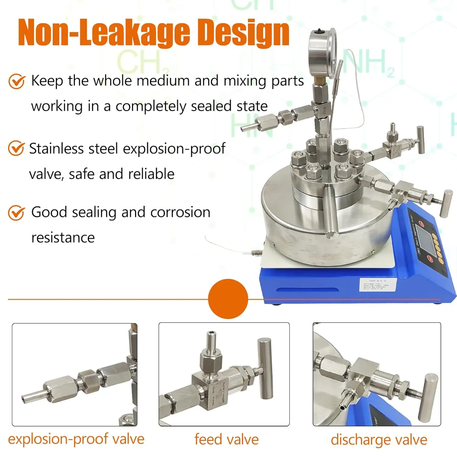 Desktop Lab Reactor 316 Stainless Steel Laboratory High-Pressure Magnetic Stirring Machine 100ml Reacting