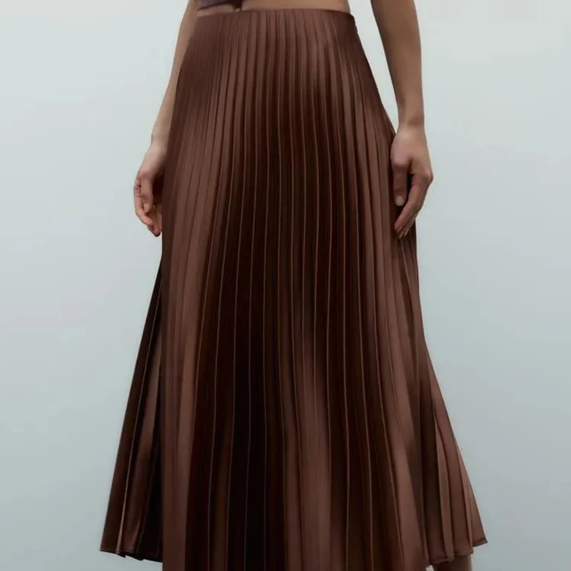 Ele Silk Satin Midi Skirt Women's Faion Spring 2025 Polyester Fiber Gauze Texture Z Brand New Sle 306740