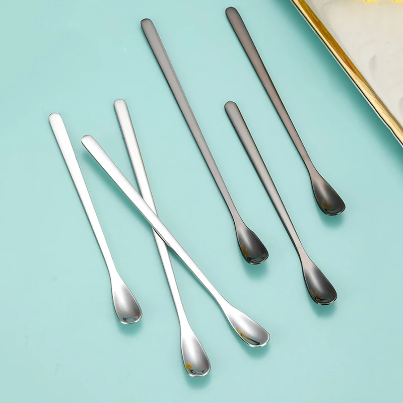 Stainless Steel Coffee Spoon Ice Cream Dessert Tea Stirring Spoon For Picnic Kitchen Accessories Bar Tools Long Handle Spoon