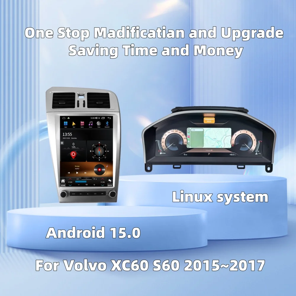 

Для Volvo XC60 S60 2015-2017: Мультимедийный Android-экран с CarPlay, ЖК-дисплеем, приборной панелью и измерителем скорости