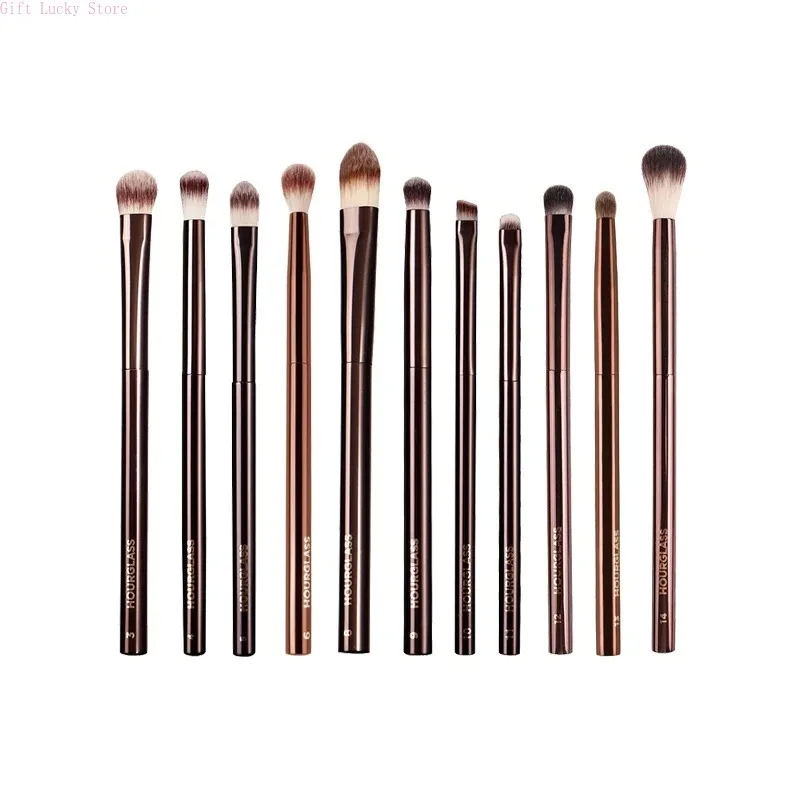 Brochas de maquillaje de reloj de arena, mango de metal, base, colorete, brocha de maquillaje, corrector de contorno en polvo, bronceador de alta gama con caja, 1 ud.