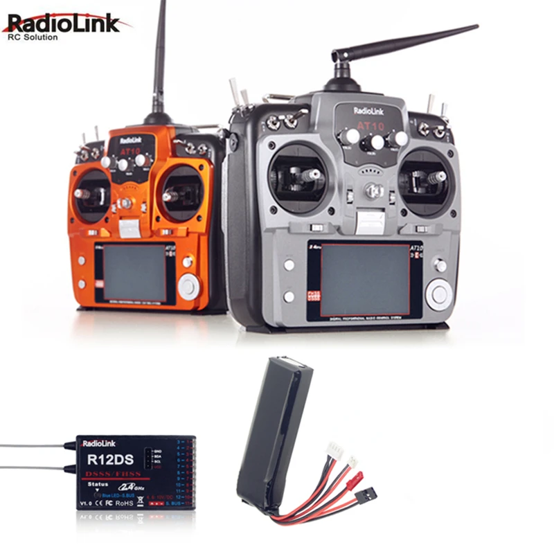 

Radiolink AT10 II 2.4G 12CH Radio Transmitter R12DS RX Voltage Return Module 11.1V Battery for RC Airplane Helicopter FPV Drone