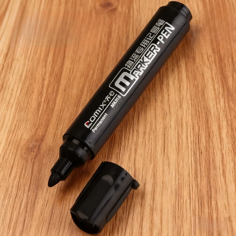 12 قطعة أقلام خطاط (ماركر) سوداء قلم تحديد مقاوم للماء أقلام خطاط (ماركر) اللوجستية قلم تحديد الطلاء القرطاسية لوازم الفن أدوات مكتبية