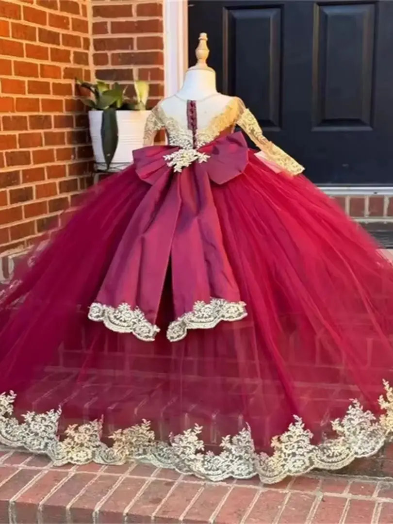 Apliques de rosas de tul personalizados con lazo sin mangas para boda vestidos de flores para niña vestidos de comunión para banquete de cumpleaños