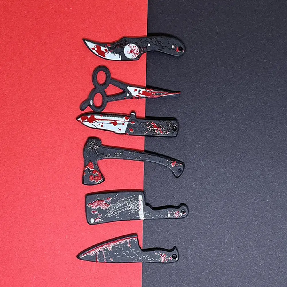 6 pçs decoração cena em miniatura adereços tesoura casa decorações de halloween homem