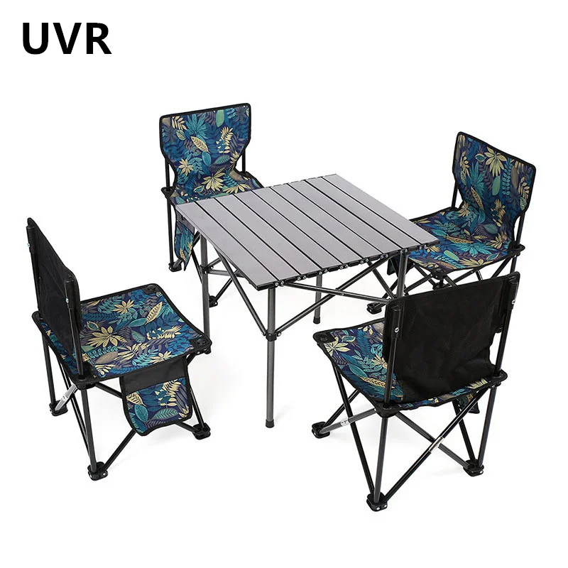 UVR Camping Table and Chairs New Outdoor Folding Table and Chairs Set Portable Egg Roll TableCamping Picnic Table Supplies