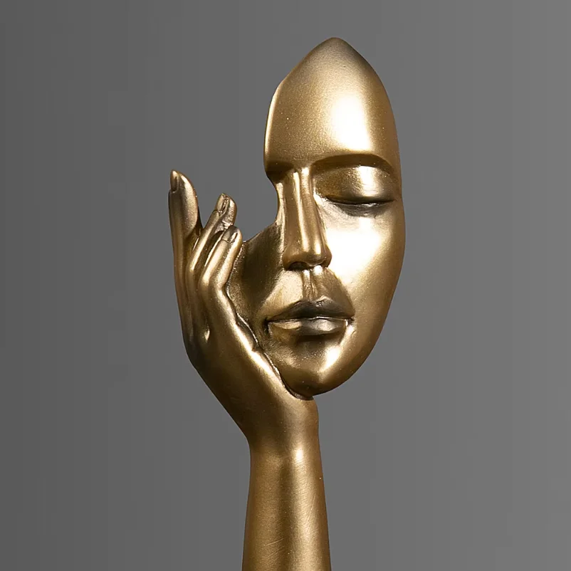 Resin Abstract Mask Statues European Miniature Figurines for Interior Home Office Study Desktop