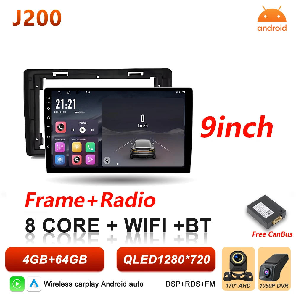 Android 16 Auto autoradio voor Fiat Panda 2003 2004 2005 2006 2007 2008 - 2012 Carplay multimediaspeler stereo GPS head unit DSP