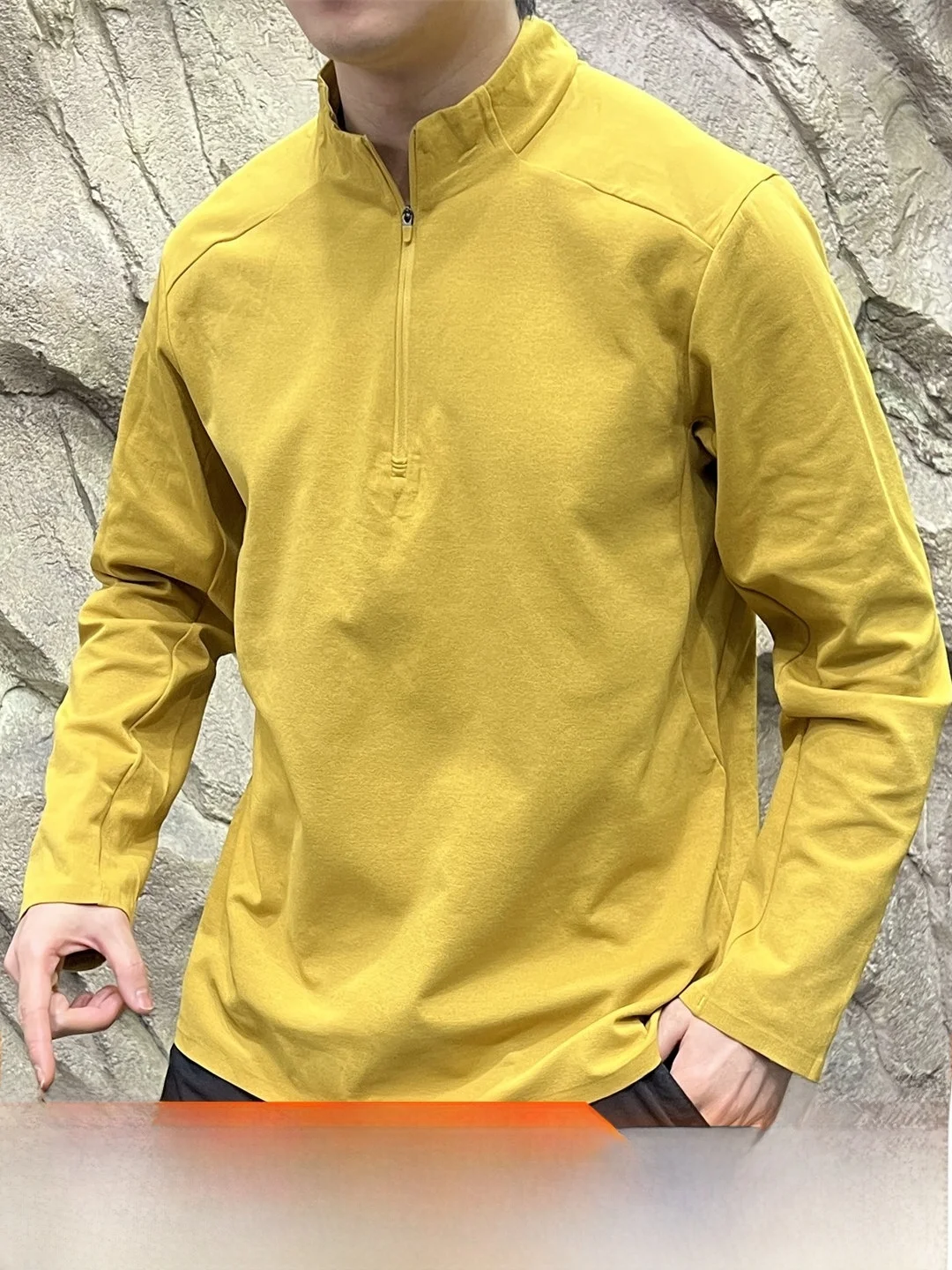High-End Pressed-Gas Men's Outdoor Base Shirt Half-Zip Quick-Dry Moisture-Wicking Long-Sleeve Standard Fit T-Shirt for Autumn