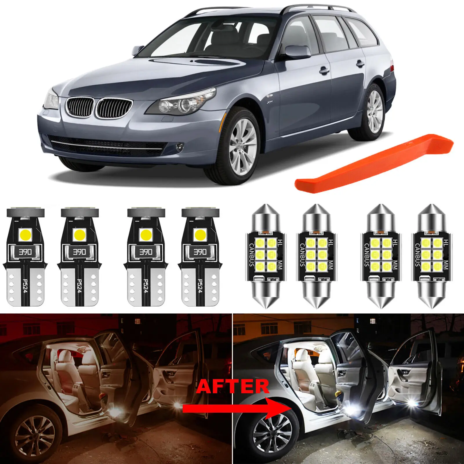 

Winetis, 19 шт., 6000K, белый фотоальбом для 2004-2010 BMW E60 E61 M5 535i + бесплатный инструмент