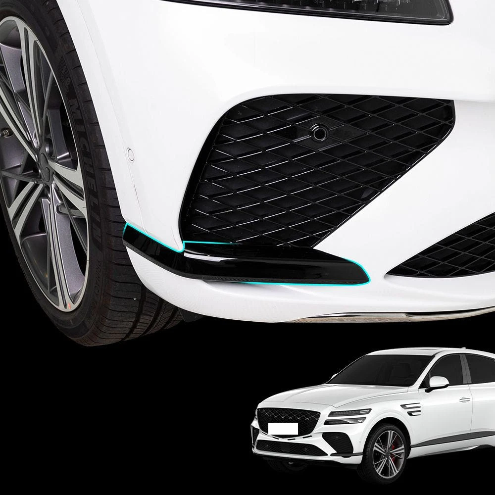 

2pcs Gloss Black Auto Front Left Right Bumper Trim Car Body Corner Cover Protective For Genesis GV80 2021-2024