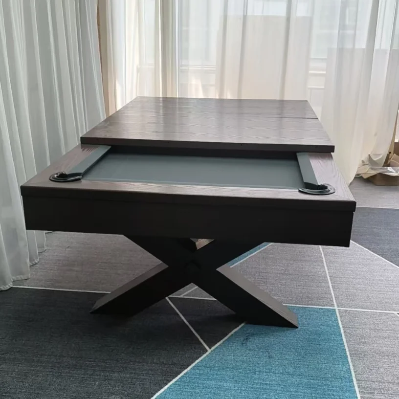 Model Multifunctional Pool Table with Dining Top with Solid Wood Legs and Slates on Sale for Home & Company Use
