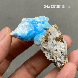 Taş ham cevher bloğunun mavi aragonit kristali, mücevher ve cevher örnekleri ile %100 tamamen doğal 8 en çok satılan, taş, dolomit-no. 6