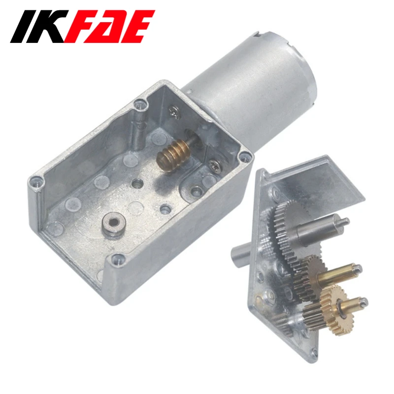 IKFAE JGY370 DC6V/12V/24V High Torque Multi-Rotor Motor Metal Worm Gear Reducer Self-Locking Low Speed Worm Gear Reducer Motor