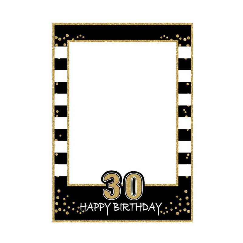 1Pcs Black Gold Paper Handheld Photo Frames 18 21 30 40 50 60 Years Old Adult Happy Birthday Party Anniversary Decor Supplies