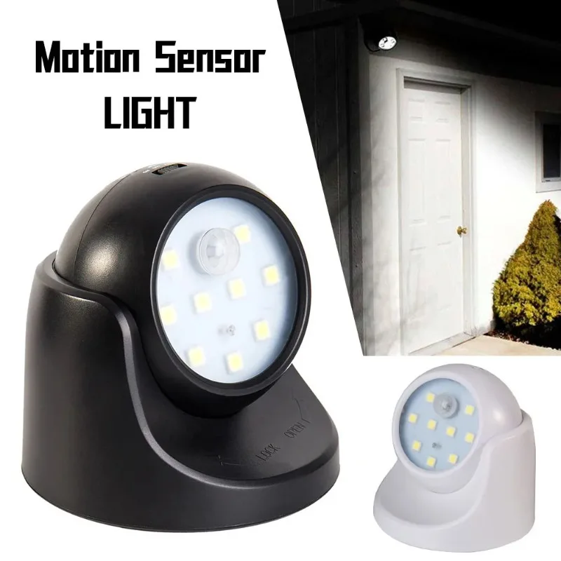 

9 LED Wall Night Lights 360 Degree Rotation PIR Motion Sensor Lamp Auto Infrared Detector Indoor Outdoor For Indoor Outdoor