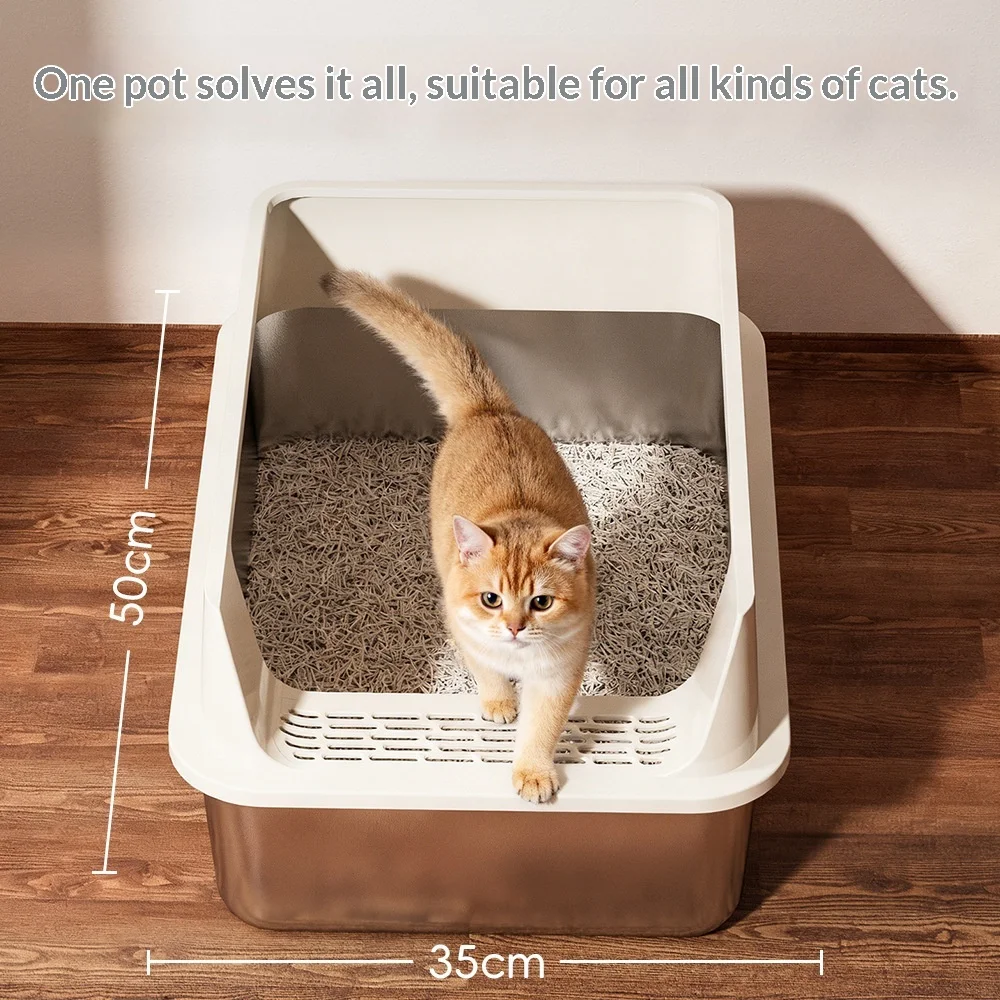 Caja de arena semicerrada extra grande para gatos acero inox, con pala - imagen 4