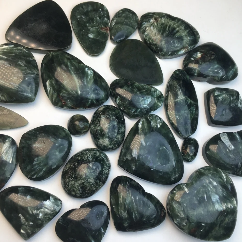 3PCS Natural Seraphinite Teardrop Pendants Fashion Fengshui Crystal Jewelry Healing Energy Stones for Women 10-37mm Size Holiday