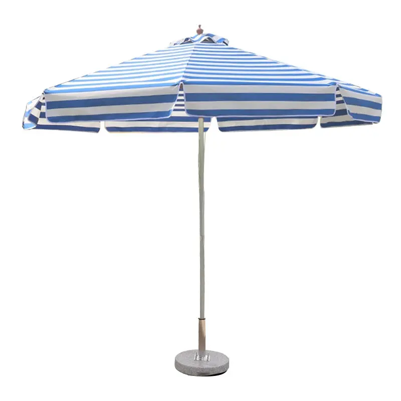 Outdoor striped double-color umbrella Aluminum alloy mid-column umbrella Beach hotel courtyard sunshade Sun umbrella