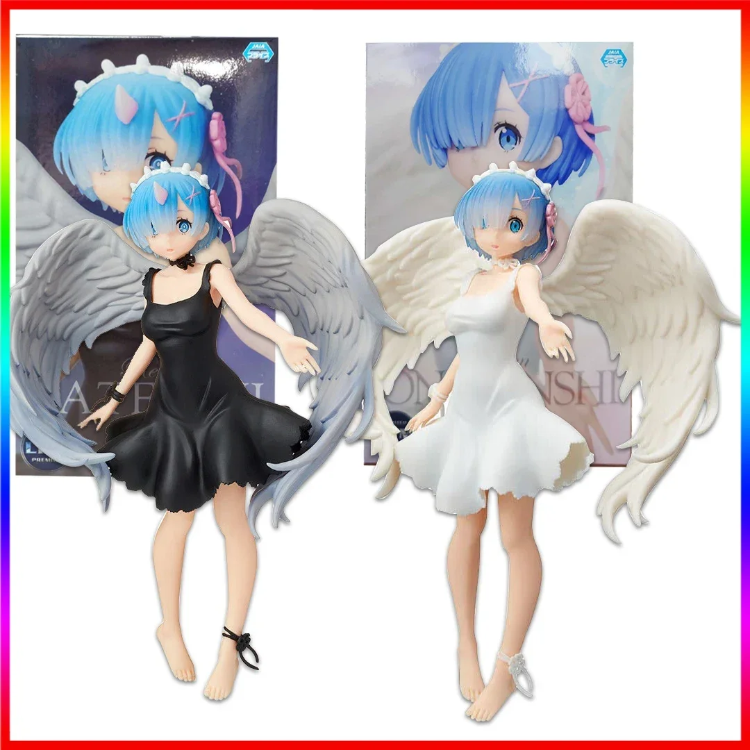 

21CM Ghost Angel Rem Anime Figure Re Zero Starting Life In Another World Cosplay Dress Wings Standing Model Toy PVC Collection