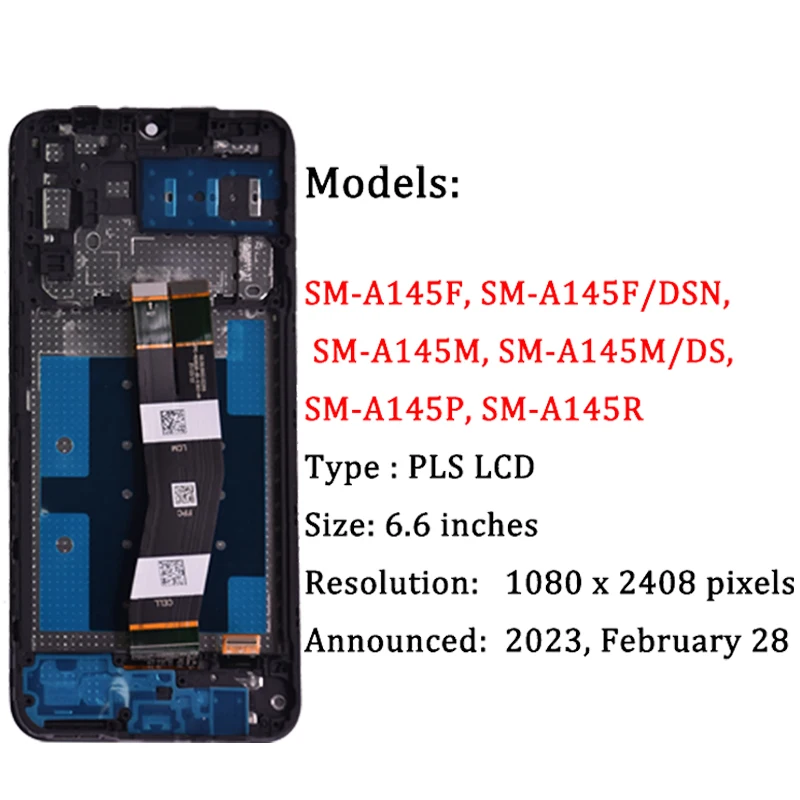 6.6‘’ For Samsung A14 4G LCD A145R A145M A145M A145M A145P LCD Display Touch Screen Digitizer Assembly For Samsung A145 LCD