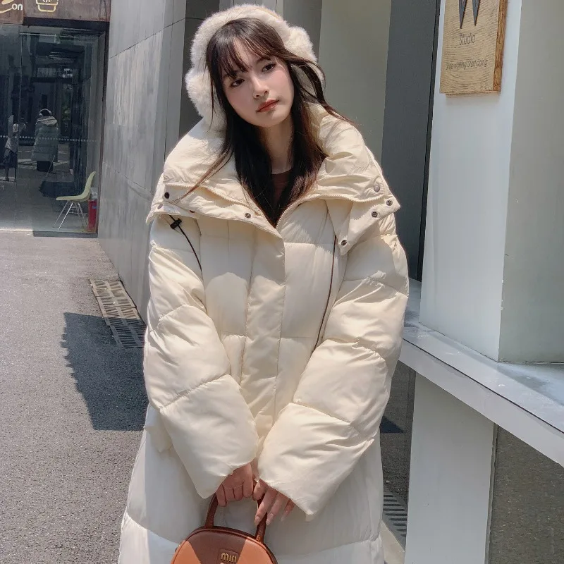 

Down Cotton Women's Mid-length Over The Knee 2024 New Loose Winter Padded Jacket Female Thickened Bread Clothes