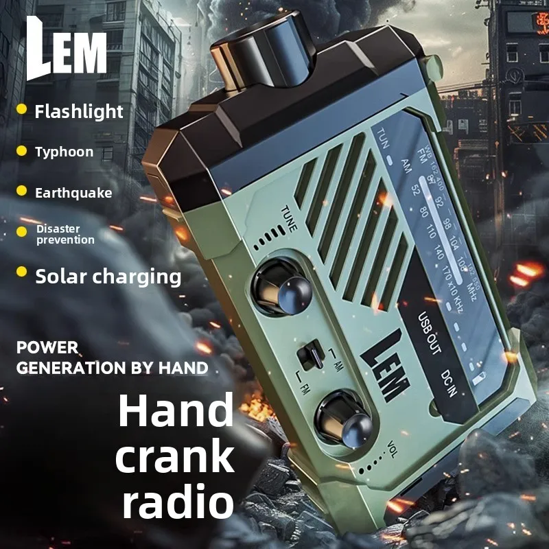 Survival Radio-Emergency Hand Crank & Solar Powered Weather Alert with Flashlight, Cell Phone Charger, Siren - Be Prepared