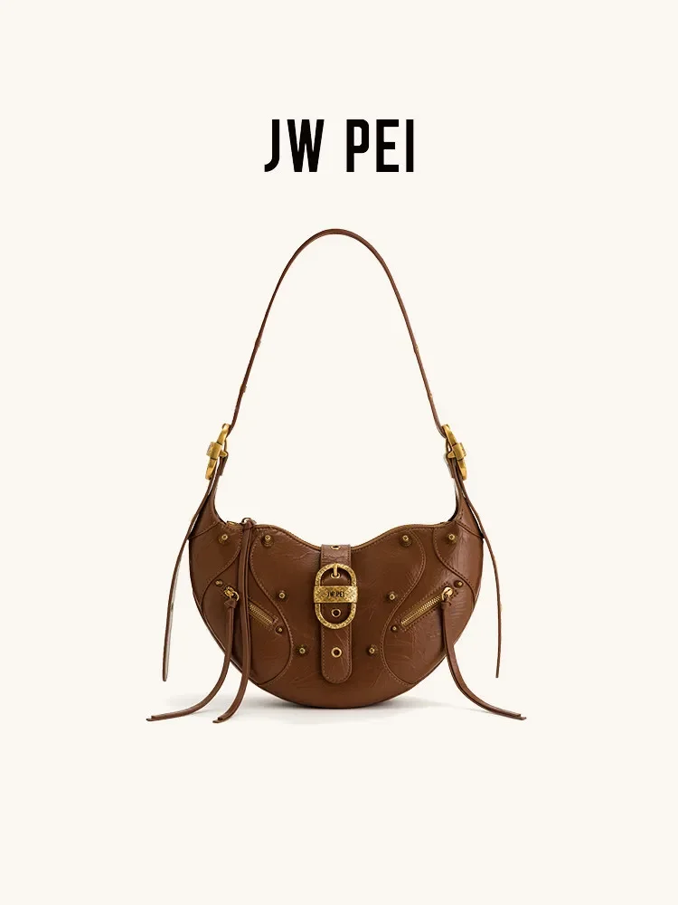 

JW PEI Croissant Bag Large Capacity Locomotive Shoulder Crossbody Bag Women's Underarm Bag Artificial Oil Wax Leather