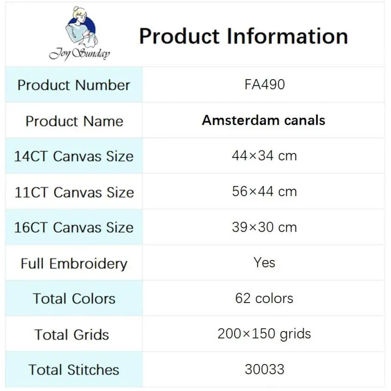 Amsterdam Canals Wzory krajobrazowe Zestaw do haftu krzyżykowego Aida 14ct 16ct 11ct Biała tkanina z nadrukiem Haft do dekoracji domu Prezenty