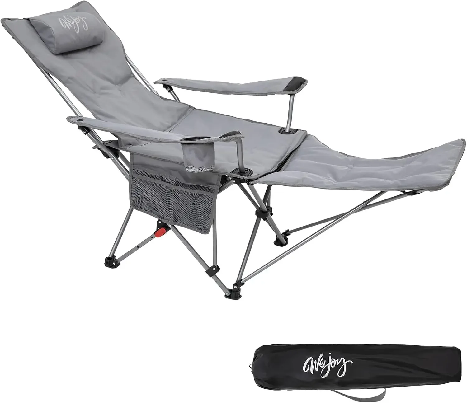 

#WEJOY 2-in-1 Camping Chair Reclining, Lightweight Folding Camping Chair with Adjustable Backrest & Footrest, Camping Lounge