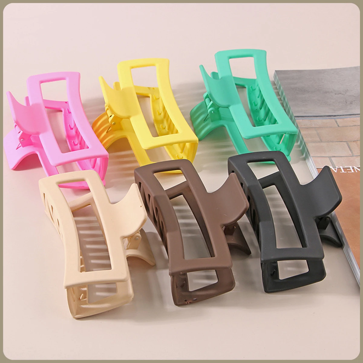 

13CM Oversized Solid Square Frosted Shark Clip for Thick Hair Women Girls - Hot Sale Fashion Hair Accessories