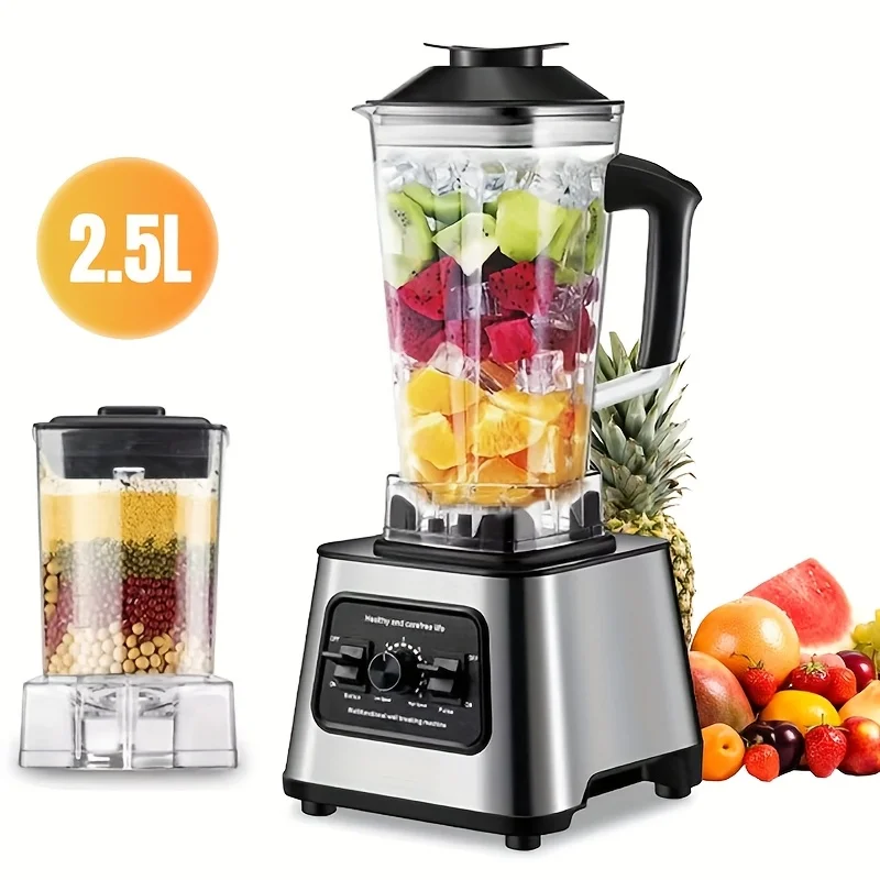 Mixeur Électrique 6000W, Blender de Table, Mixeur à Smoothies, Robot Culinaire, Mixeur à Glace et Fruits, Conteneur 2.5L