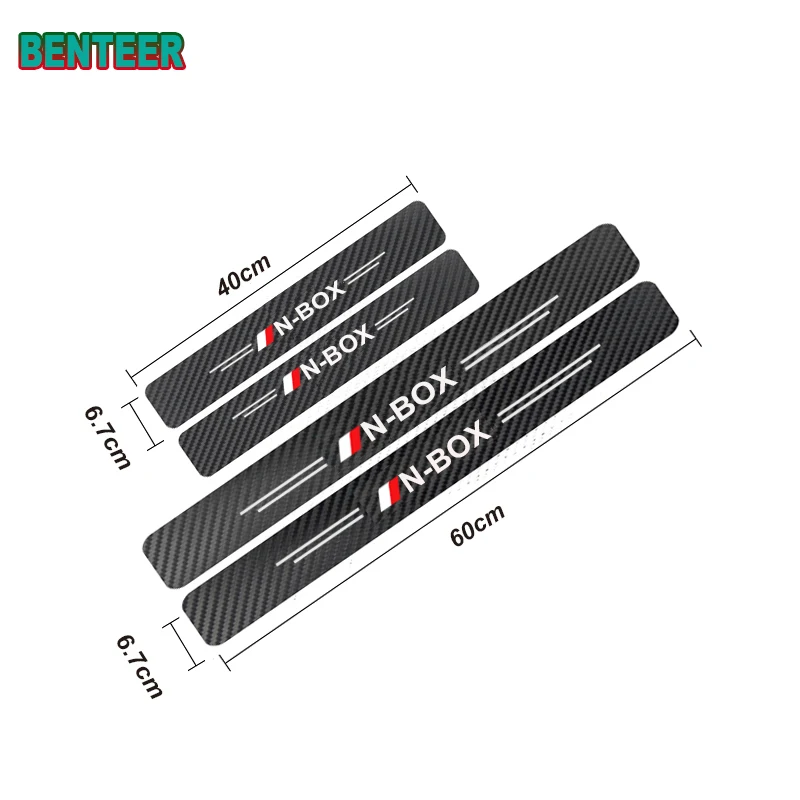 4x Carbon Fiber Car Door Sills Stickers For Honda N-BOX N-WGN Auto Accessories