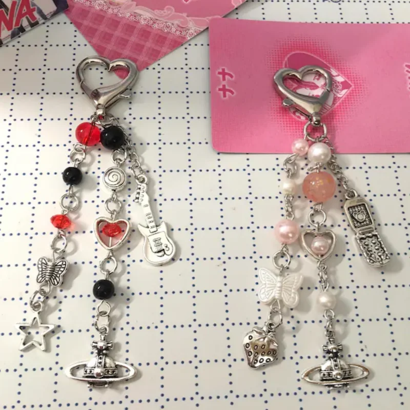 handmade matching Nana and Hachi Phone Charm Keychain, Y2K Nana Anime Beaded Phone Charm