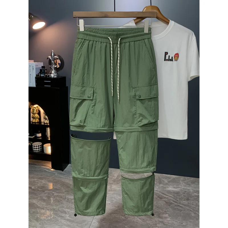 กางเกงคาร์โก้ลำลองผู้ชาย รุ่นบางเบา สำหรับฤดูร้อน ปี 2025 ทันสมัย เหมาะกับกิจกรรมกลางแจ้ง เดินป่า ใช้งานได้หลากหลาย ทรงหลวม สวมใส่สบาย ระบายอากาศได้ดี แห้งเร็ว