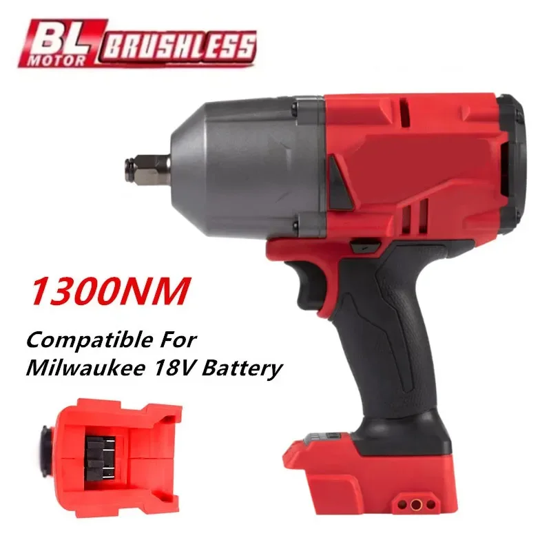 1300NM Cordless Electric Wrench for Milwaukee 18V Battery Large Torque Brushless Impact Wrench Car Truck Repair Power Tools