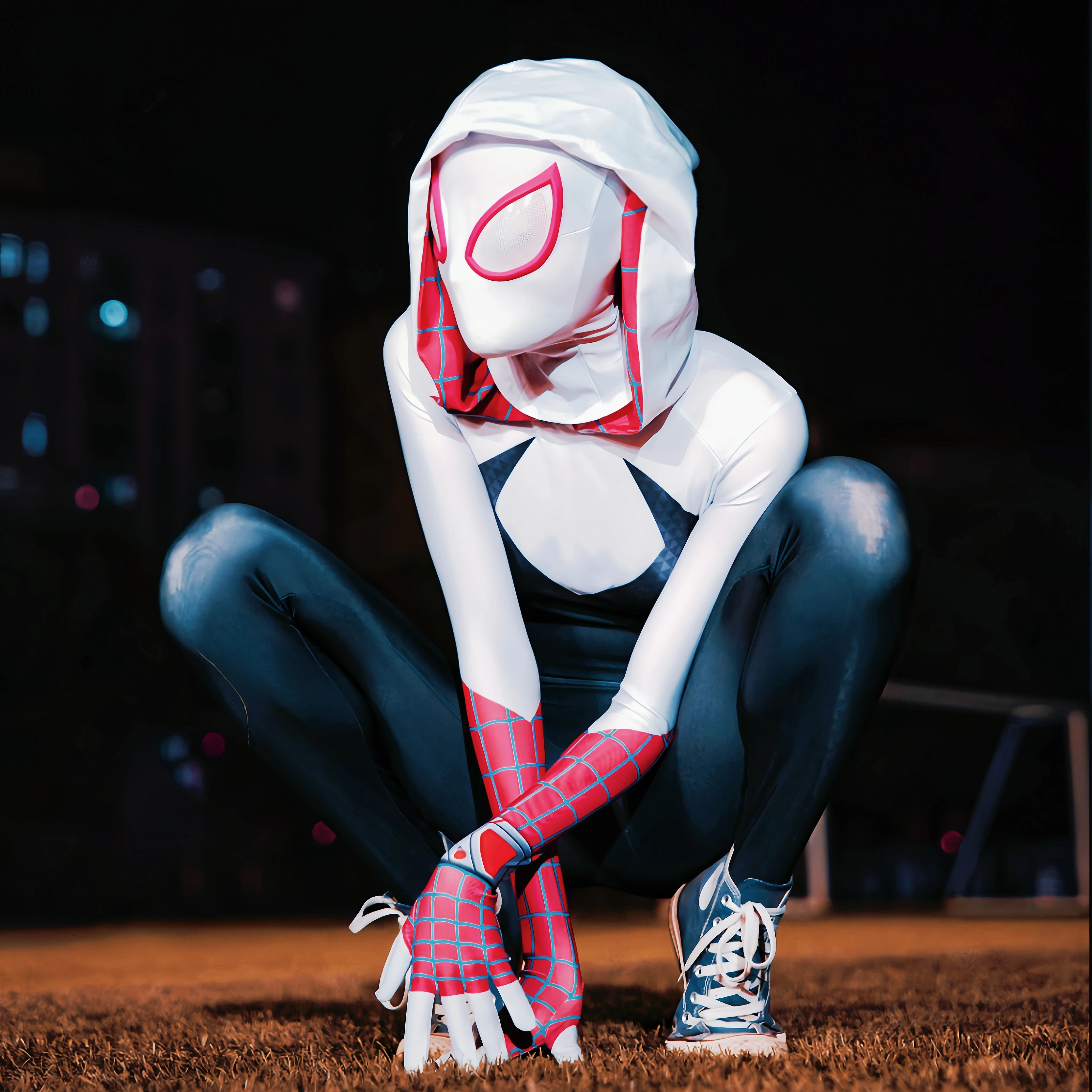 

Marvel Gwen Halloween Cosplay Costume for Adults Superhero Spider-man Bodysuit Jumpsuit with Mask Birthday Gift