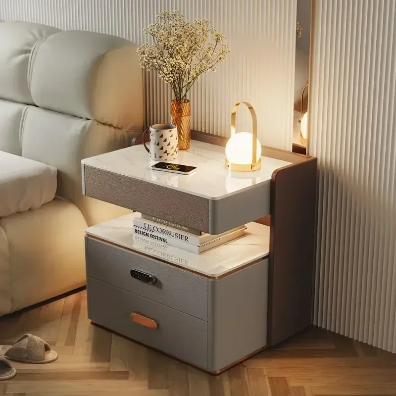 Advanced  Nightstands Wireless Cabinet Combination Charging Smart Night Table Multi-Functional Storage With Bedside Lock Stands