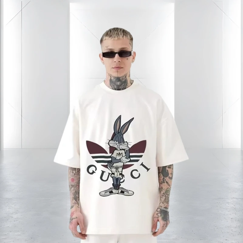 

2025 New Summer Fashion Brand Men's Cotton T-shirt Letter-printed Women Short-sleeved Round Neck Loose T-shirt High Quality Tops