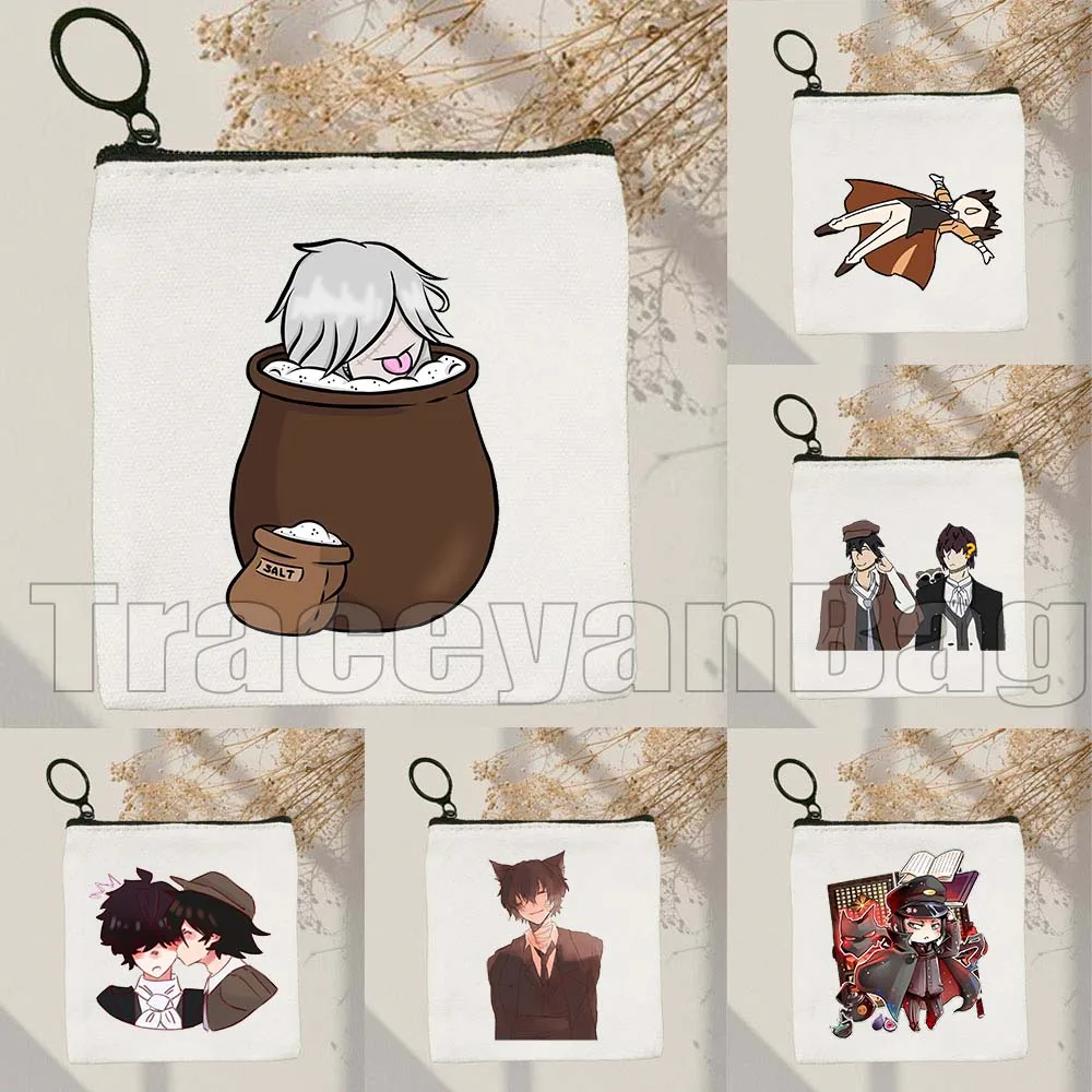 

Retro Bungou Stray Dogs Kenji Naomi Ranpo Dazai Chuuya Bunny Himiko Cute Anime Gifts Canvas Coin Purse Key Case Bag Wallet Pouch